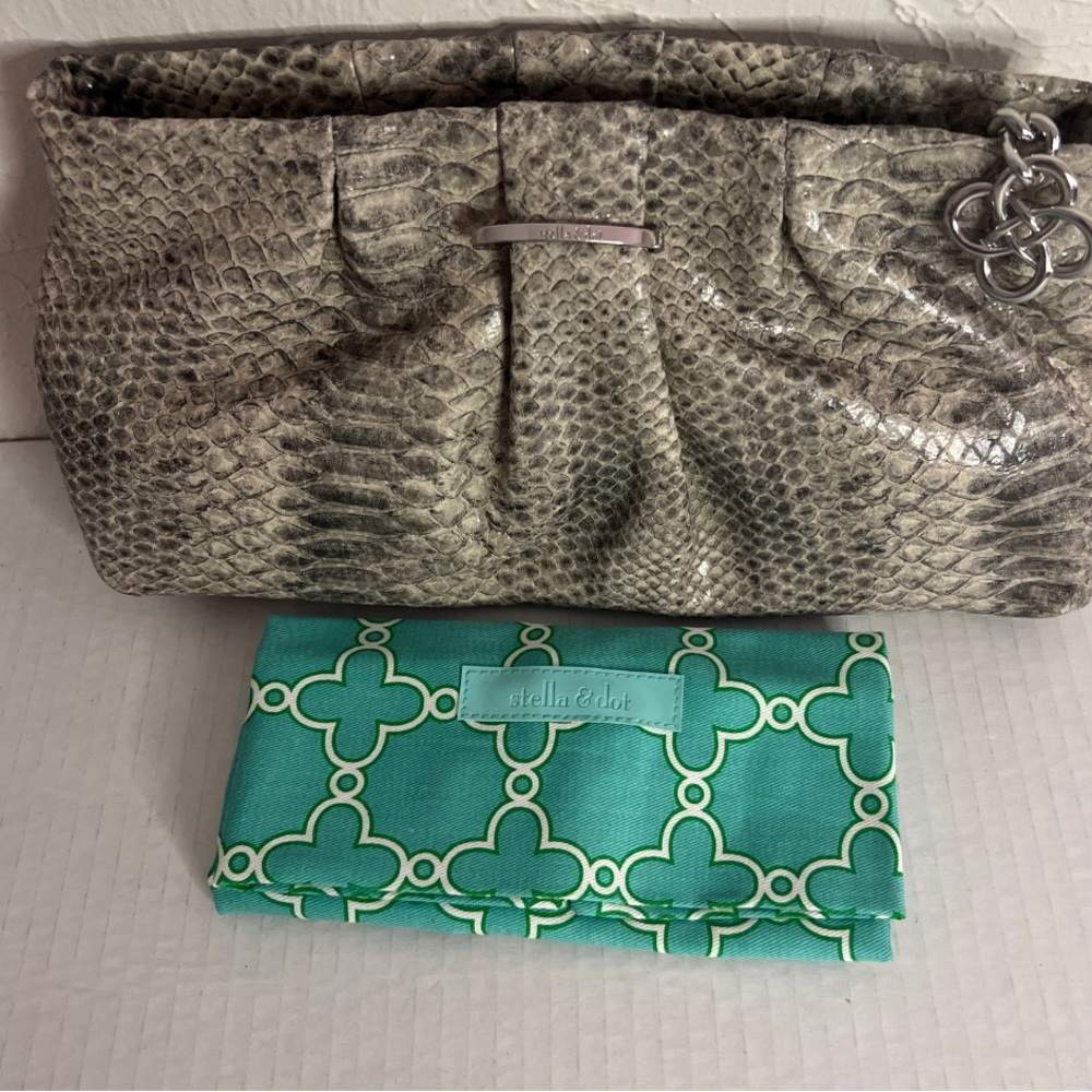 Stella & Dot La Coco snakeskin clutch
